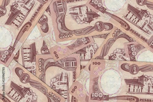 Paper money from Colombia. Colombian peso. Close up banknotes from Colombia. Colombian currency  photo