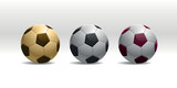 three classic soccer balls on white background