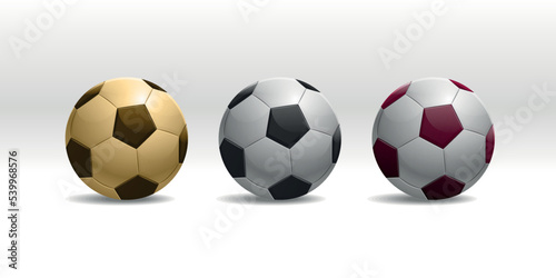 three classic soccer balls on white background