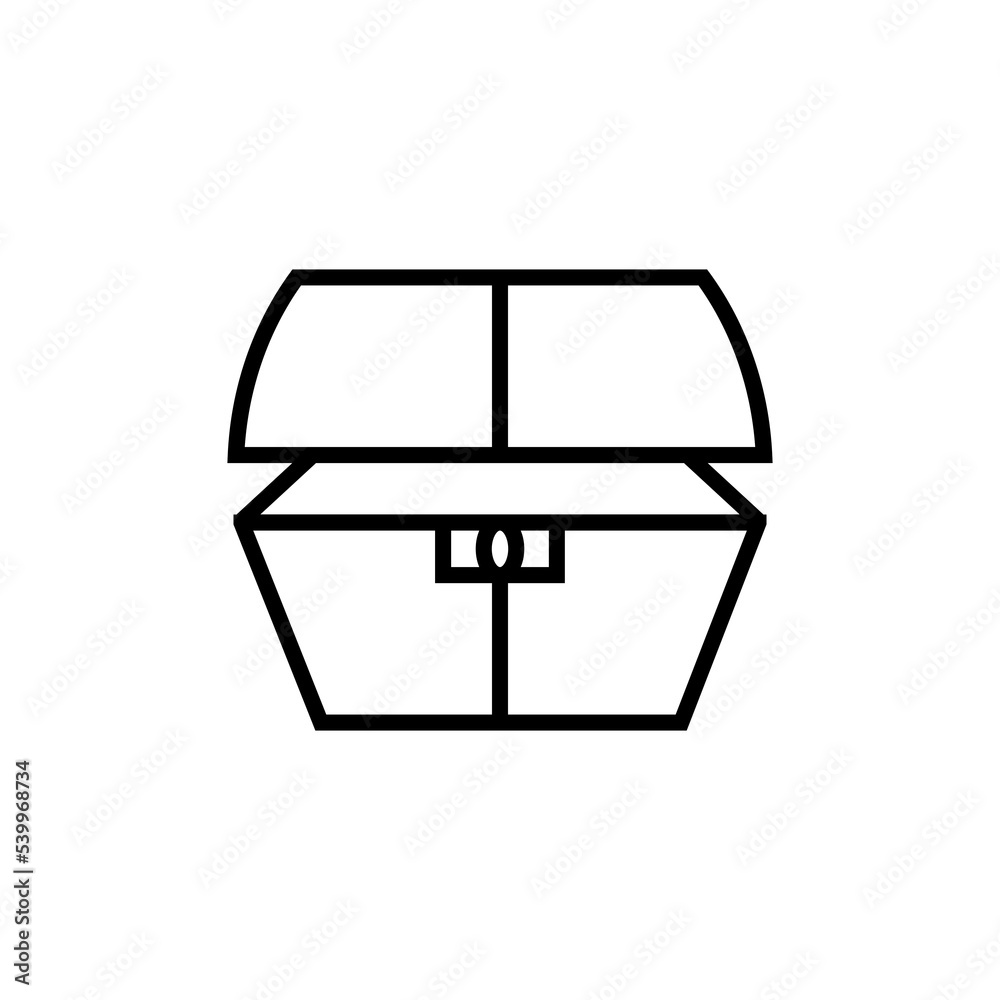 Antique treasure chest line icon isolated on white background Antique treasure chest line icon isolated on white background