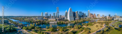 Colorado in between the park and cityscape of Austin, Texas #539969520