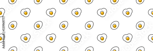 Wide horizontal vector seamless pattern background with linear, doodle style eggs and dots.
