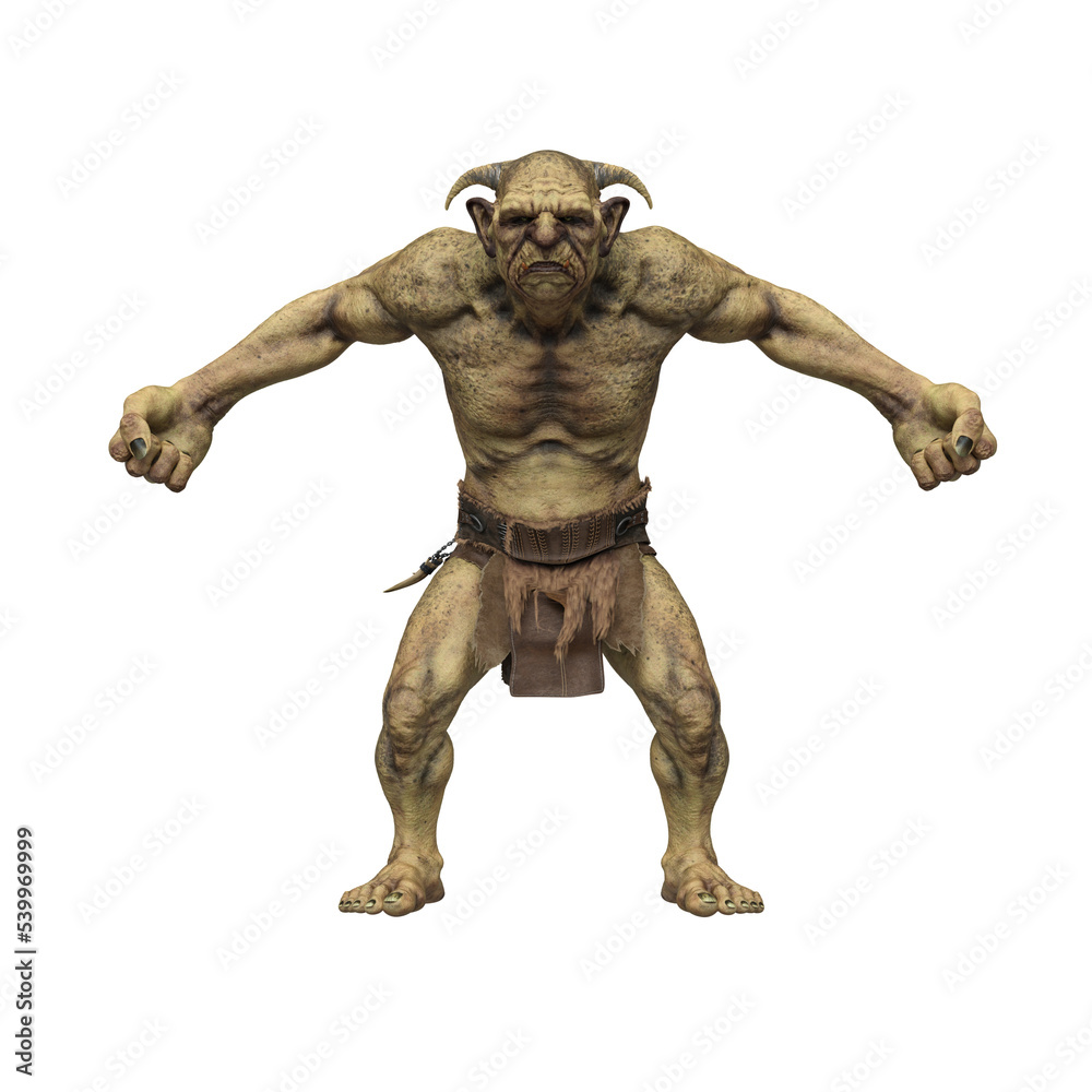 Troll fantasy creature in aggressive pose. Troll fantasy creature in aggressive pose.