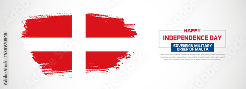Abstract flag of Sovereign Military Order of Malta on hand drawn brush strokes. Happy Independence Day with grunge style vector background