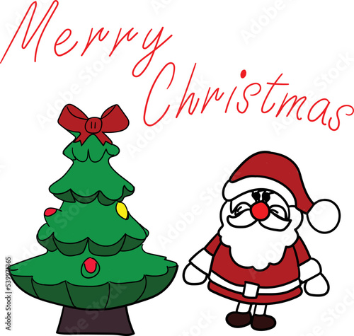 Christmas background with happy Santa Claus. Holiday greeting card. Vector illustration. For Christmas cards, banners, tags and labels.