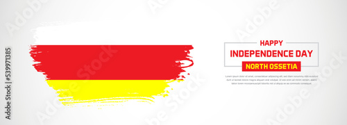 Free Download Abstract flag of North Ossetia on hand drawn brush strokes. Happy Independence Day with grunge style vector background - GFXLoad