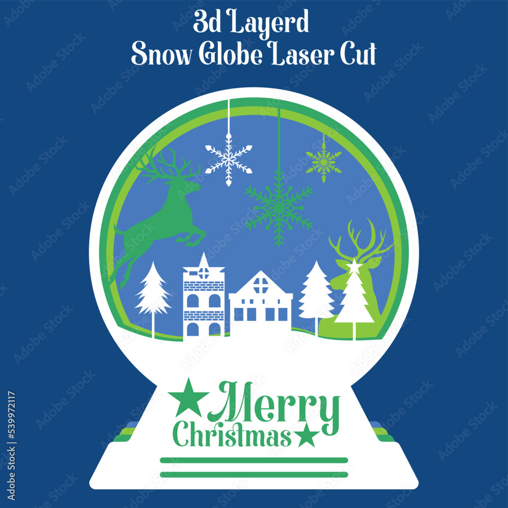 merry christmas Snow Globe Laser Cut