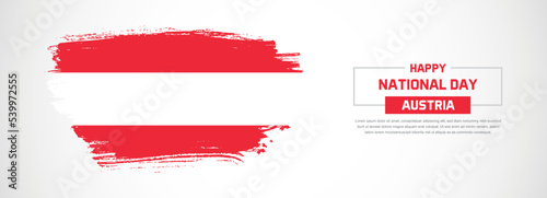 Abstract flag of Austria on hand drawn brush strokes. Happy Independence Day with grunge style vector background