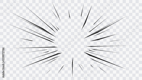 Valokuva Abstract comic book flash explosion radial lines on transparent background