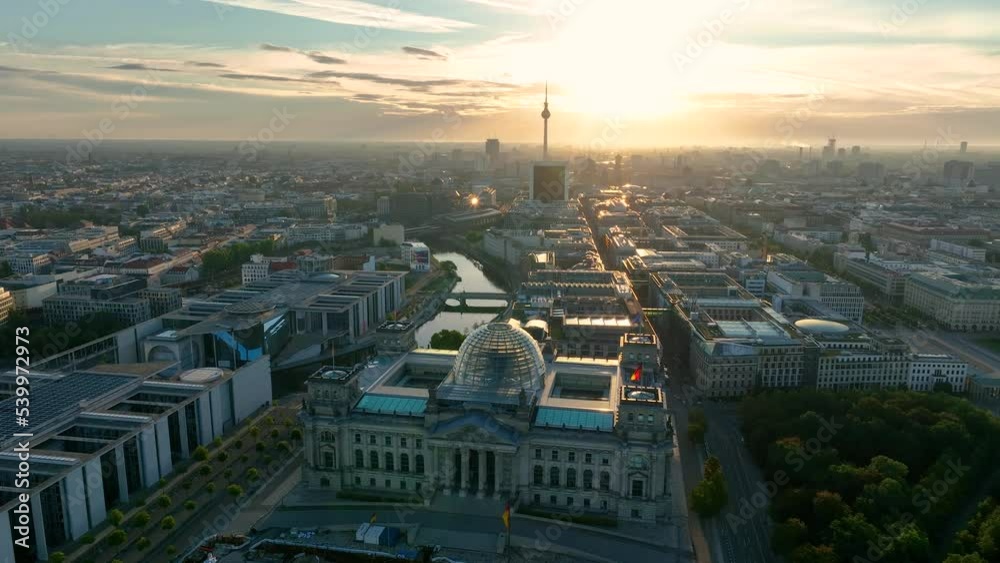 City of Berlin, Germany from above. Aerial cityscape view showing