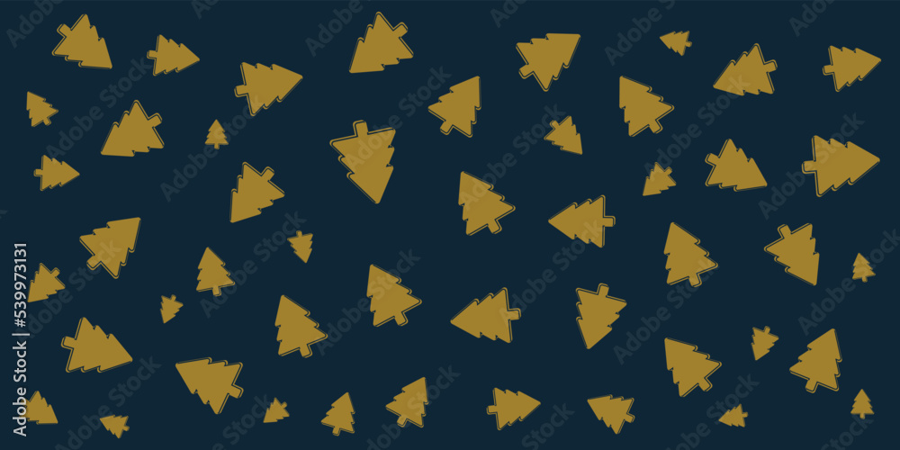 Christmas Background, Banner Design with Pattern of Golden Brown Pine Trees of Different Orientations - Vector Template Illustration on Dark Background Christmas Background, Banner Design with Pattern of Golden Brown Pine Trees of Different Orientations - Vector Template Illustration on Dark Background