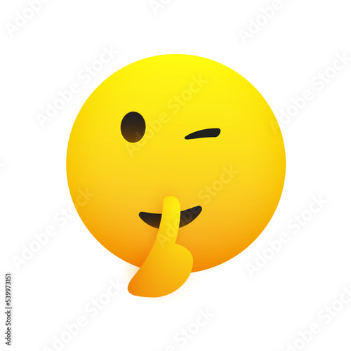 Winking, Shushing Face Showing Make Silence Sign - Cheeky Emoji Face Gestures, Showing Warning, Stay Quiet, Don't tell, Keep the Secret - Emoticon Isolated on White Background - Vector Design