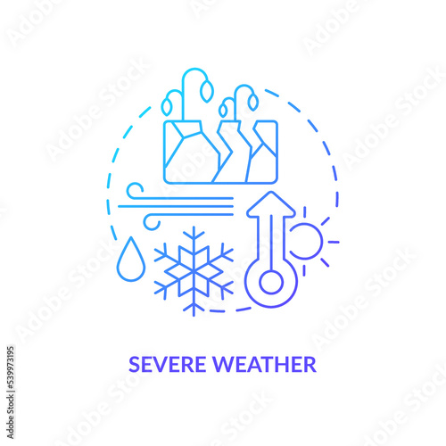 Severe weather effects blue gradient concept icon. Agriculture challenge. Harvest protection. Crops safety abstract idea thin line illustration. Isolated outline drawing. Myriad Pro-Bold fonts used