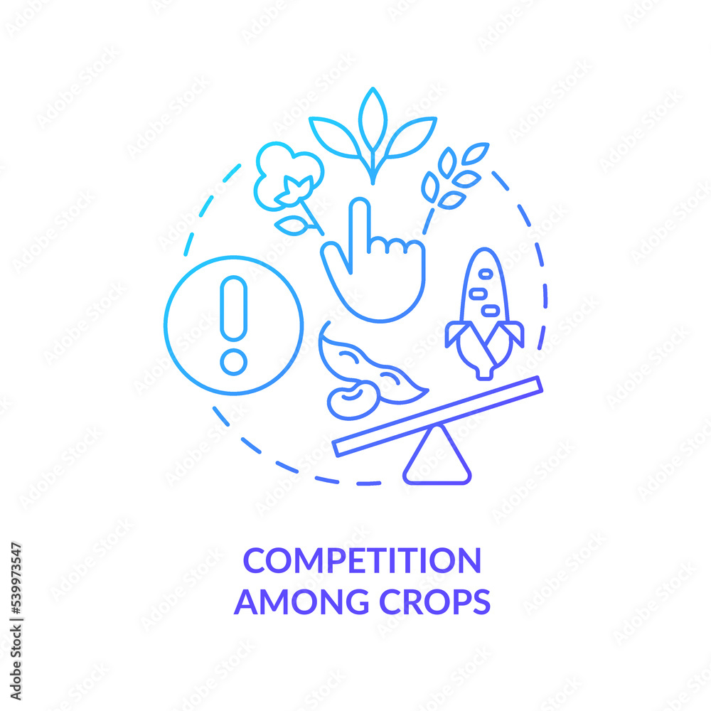 Competition among crops blue gradient concept icon. Profitable plants ...