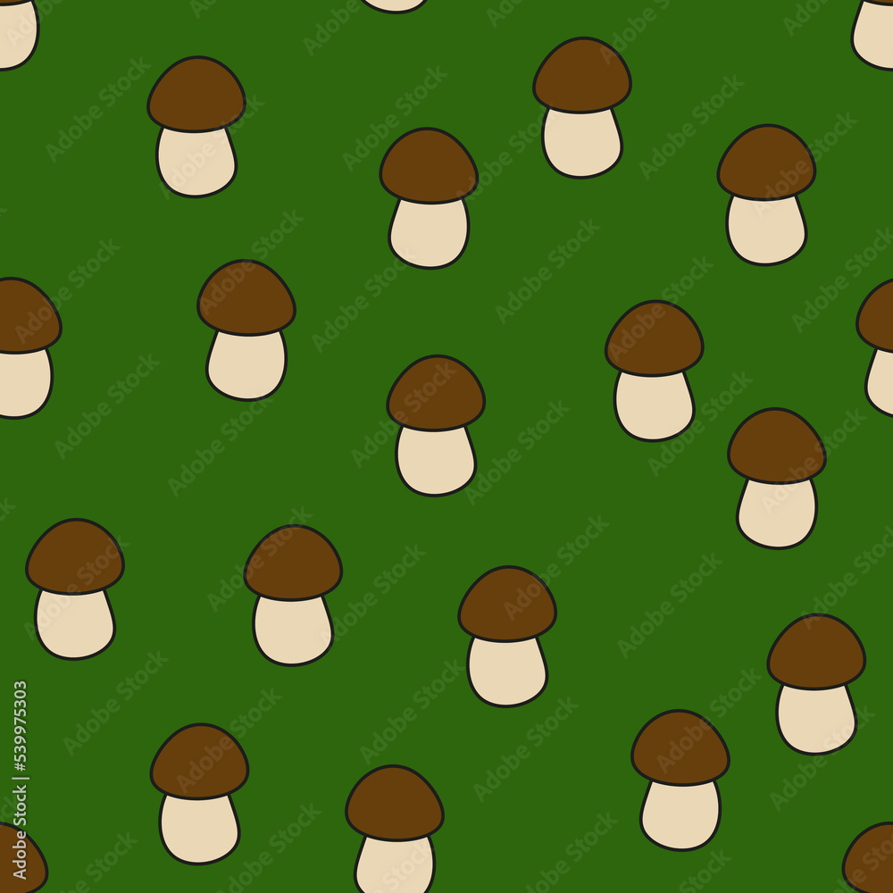 simple vector illustration seamless pattern with mushrooms