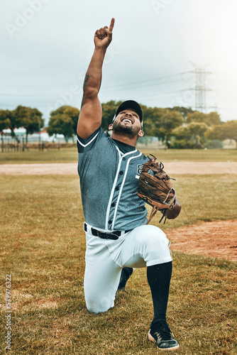 Photography Baseball, baseball player and celebration, winner and success in match, game or competition