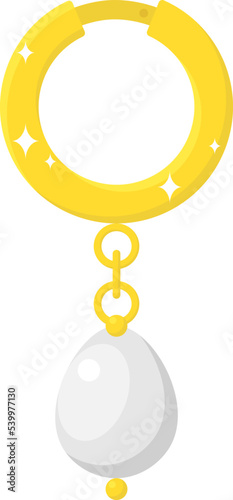 Gold earrings with pearls flat illustration