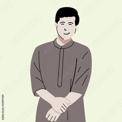 Fashionable muslim man flat illustration photo