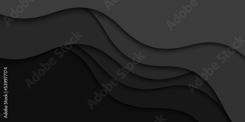 Abstract wavy black paper background. Background with black waves.