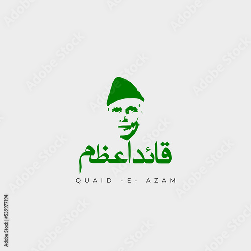 vector illustration. Translation from Urdu: Quaid e azam Mohammad ali jinnah 25 december, Karachi.