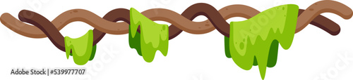 Jungle liana with leaves flat illustration