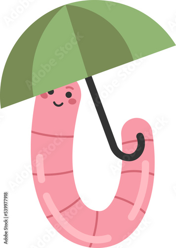Rain worm with umbrella character