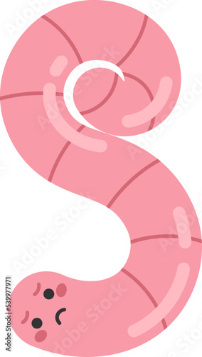 Rain worm character flat illustration