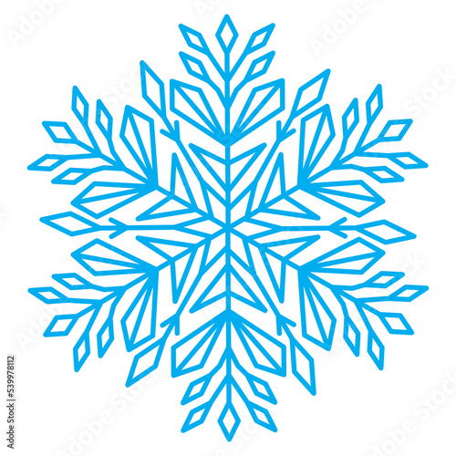 Snowflake symbol blue silhouette isolated on white background