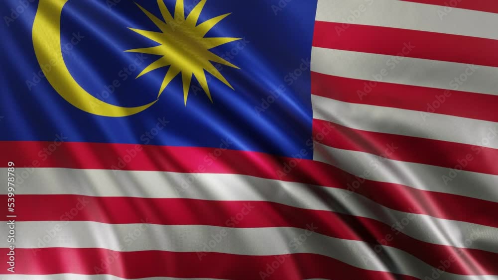 The waving flag of Malaysia in the best quality with a fabric texture ...