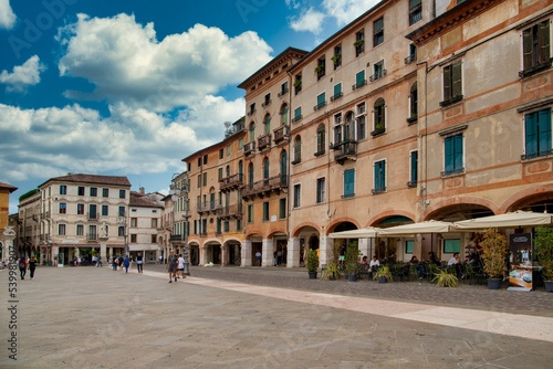 Buildings on Piazza Garibaldi, Bassano del Grappa, Vicenza, UNESCO World Heritage Site, Veneto, Italy photo
