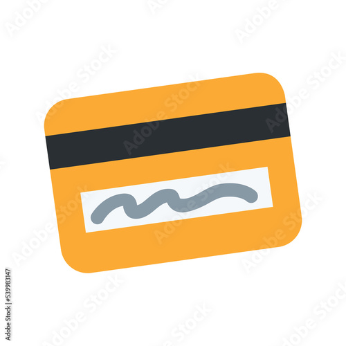 Credit Card vector flat icon design. Isolated card with magnetic strip and signature symbol.