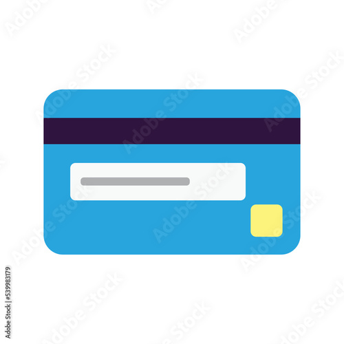 Credit Card vector flat icon design. Isolated card with magnetic strip and signature symbol.