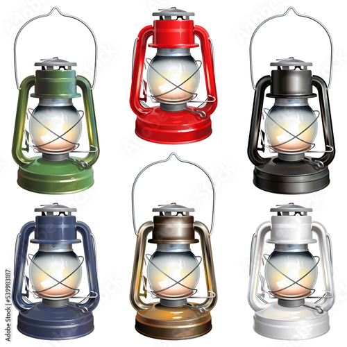 Vector Small Kerosene Lamps Set