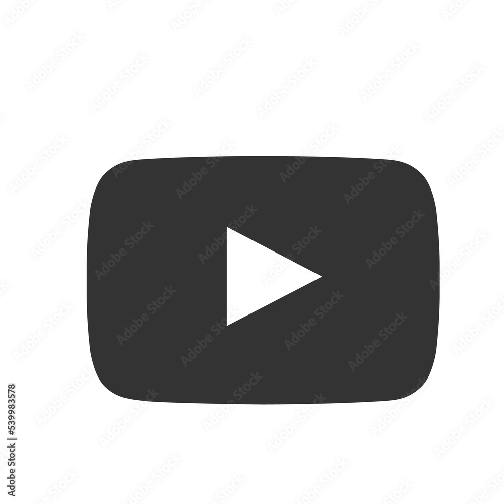 Black YouTube play button, YouTube video and music icon. Stock Photo