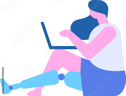 Person with prosthesis flat vector illustration