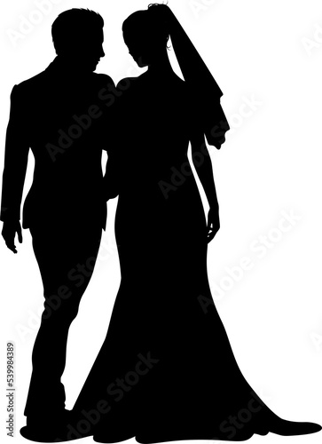 Bride And Groom Couple Wedding Dress Silhouettes photo