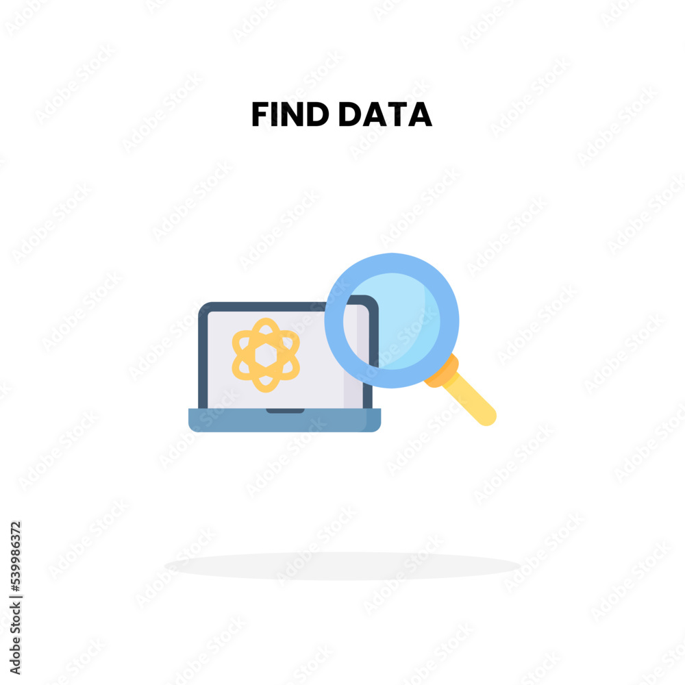 Find Data flat icon. Vector illustration on white background. Can used for digital product, presentation, UI and many more. Find Data flat icon. Vector illustration on white background. Can used for digital product, presentation, UI and many more.