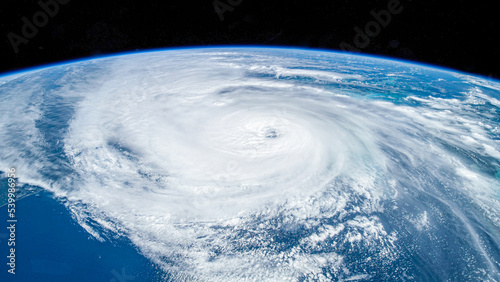 Fototapeta Naklejka Na Ścianę i Meble -  The eye of Hurricane Ian. Force of nature and climate change concept. Digital enhancement. Elements by NASA