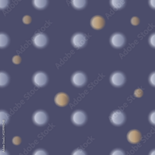 Abstract seamless pattern. White and beige fluffy balls on a blue background.