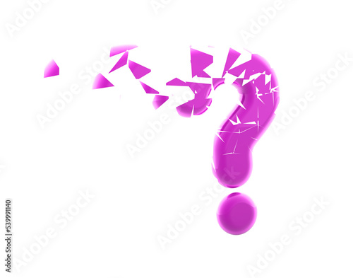 Melting question mark isolated in white background. 3D Illustration.