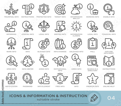 Set of conceptual icons. Vector icons in flat linear style for web sites, applications and other graphic resources. Set from the series - Information. Editable stroke icon.