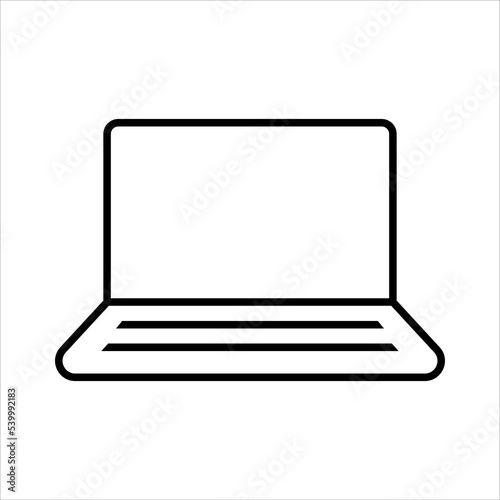 Laptop outline vector icon. Linear style sign for mobile concept and web design. Logo laptop illustration. Single high quality symbol.