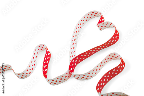 Close up of red ribbon on white background