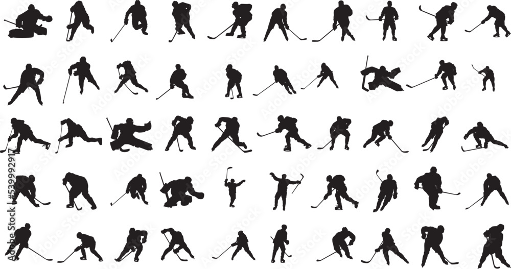 silhouette of people playing hockey