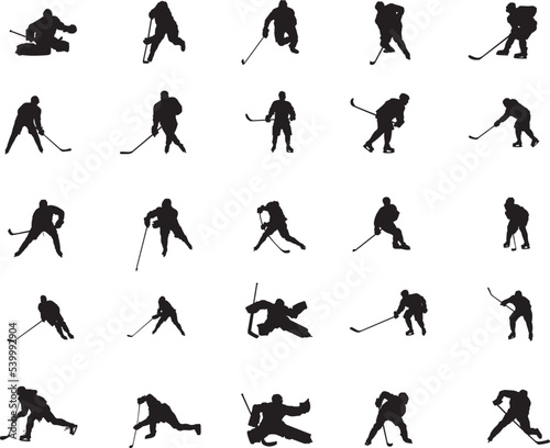 silhouette of people playing hockey