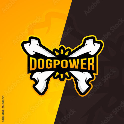 Dog Power Mascot Gaming Logo Cross Bones