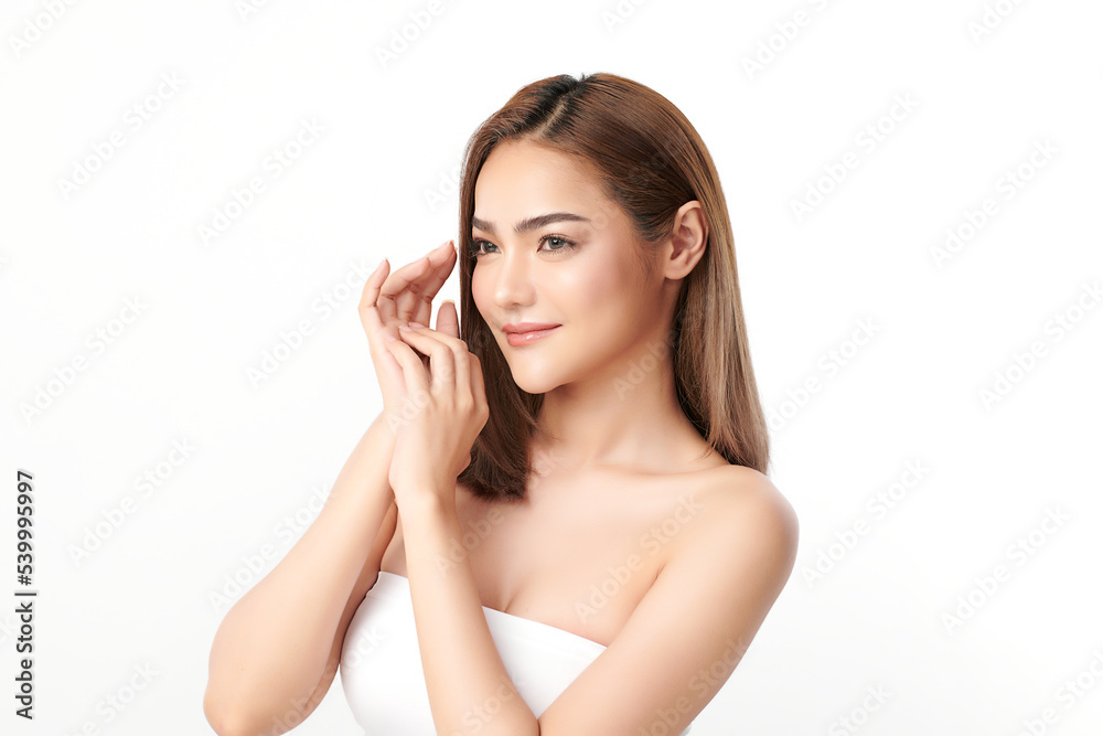 Beautiful young asian woman with clean fresh skin on white background, Face care, Facial treatment, Cosmetology, beauty and spa, Asian women portrait. Beautiful young asian woman with clean fresh skin on white background, Face care, Facial treatment, Cosmetology, beauty and spa, Asian women portrait.