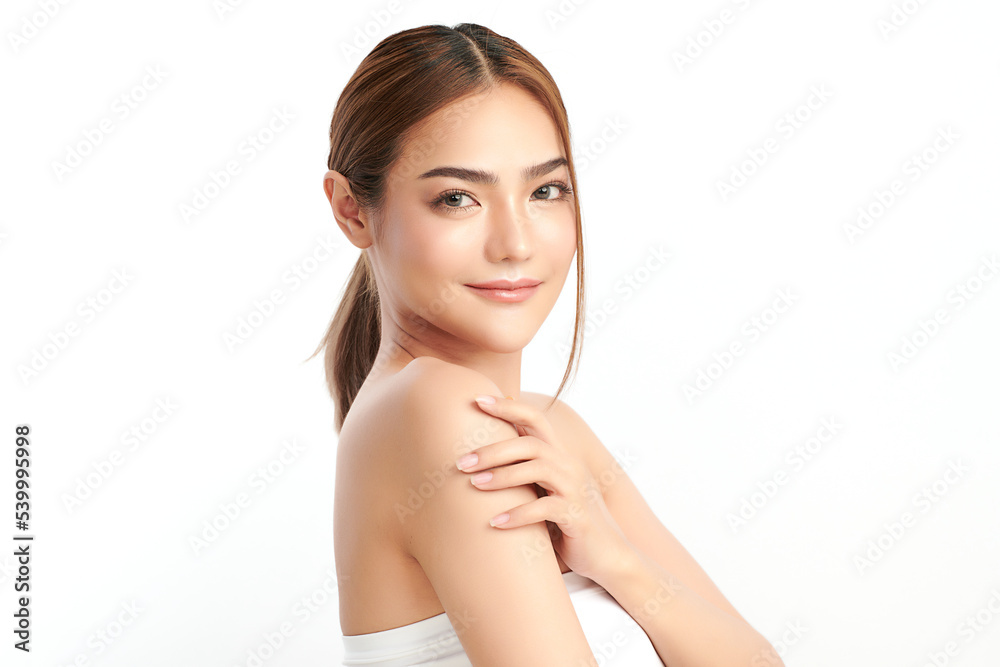 Beautiful young asian woman with clean fresh skin on white background, Face care, Facial treatment, Cosmetology, beauty and spa, Asian women portrait. Beautiful young asian woman with clean fresh skin on white background, Face care, Facial treatment, Cosmetology, beauty and spa, Asian women portrait.