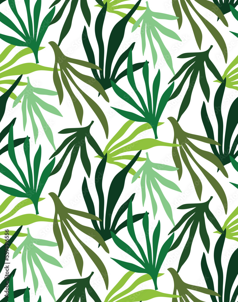 Fototapeta premium Abstract Hand Drawing Geometric Leaves Seamless Vector Pattern Isolated Background