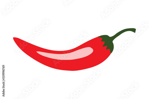 Hot red chili pepper. Red pepper isolated on white background, high quality vector. Illustration of food hot chilli pepper in flat minimalism style.	